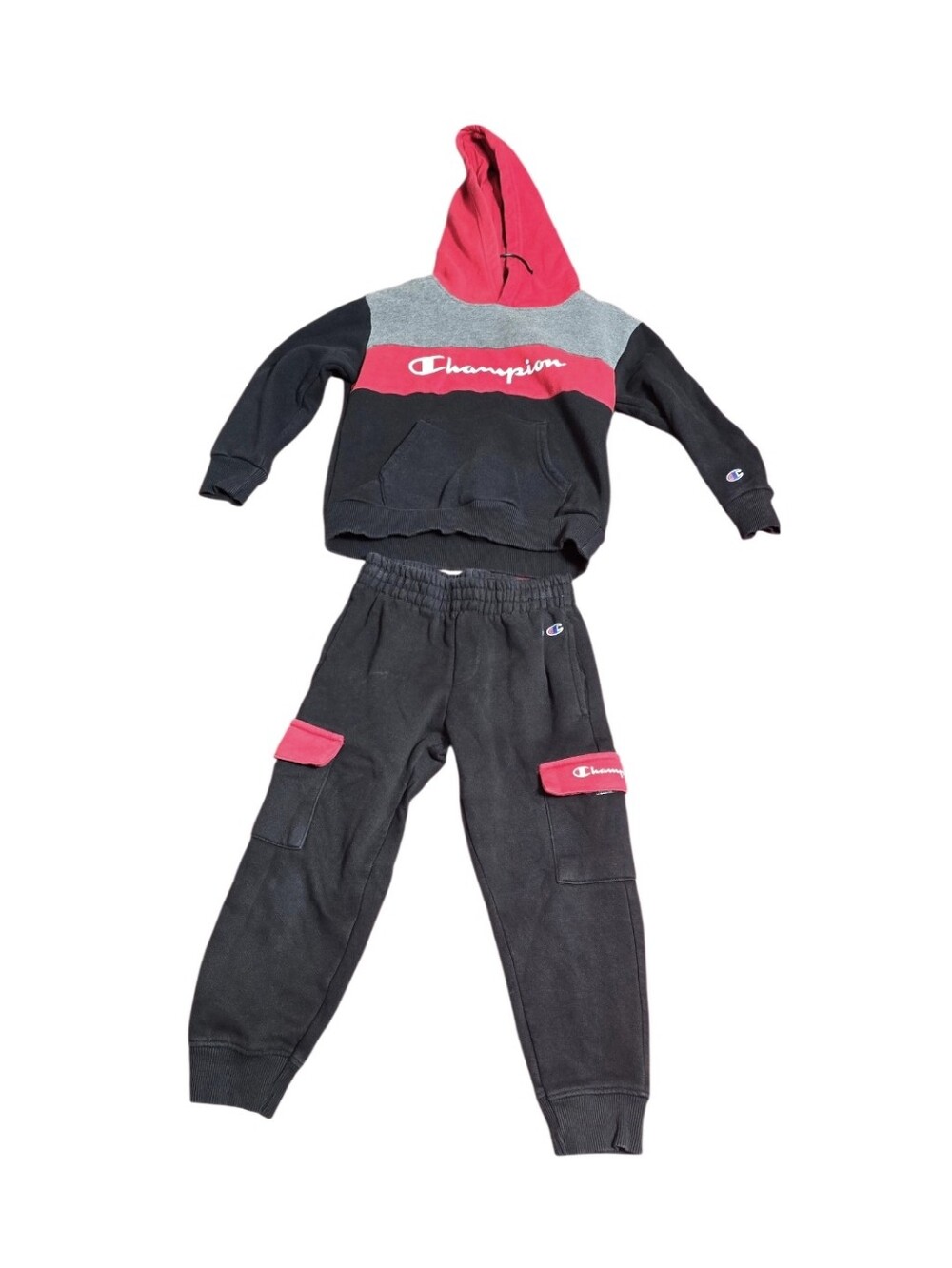 Champion Black & Hot Pink Colorblock Hoodie and Joggers Set
